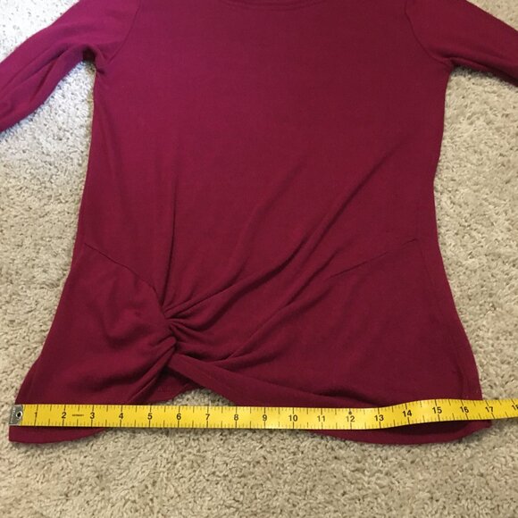 Merlot Red Twist Hem Pullover Knit Sweater Top - Picture 13 of 15